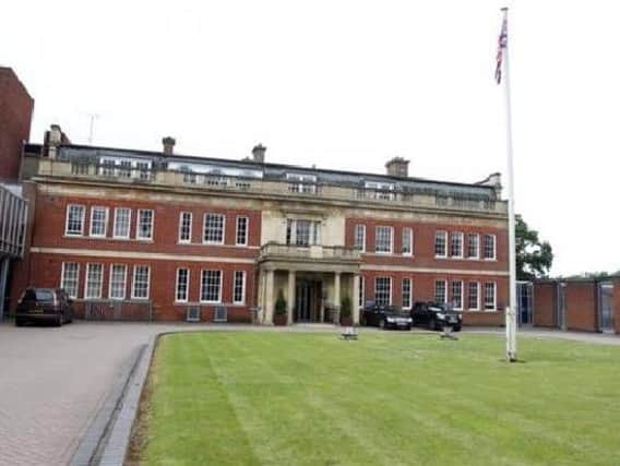 Police HQ at Wootton Hall, where today's public hearing was held