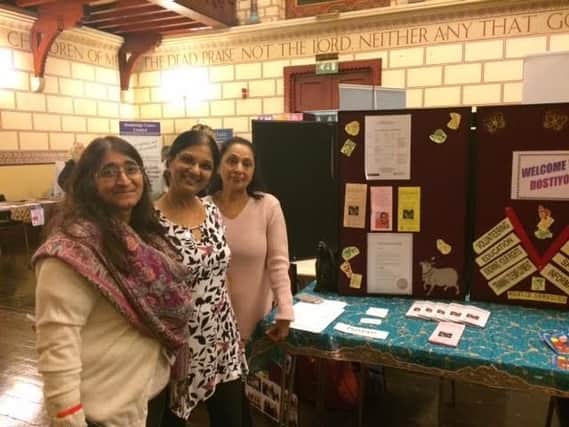 Anjona Roy, Saroj Padhiar and Indira Patel at the Dostiyo stand, an Asian women's support group.
