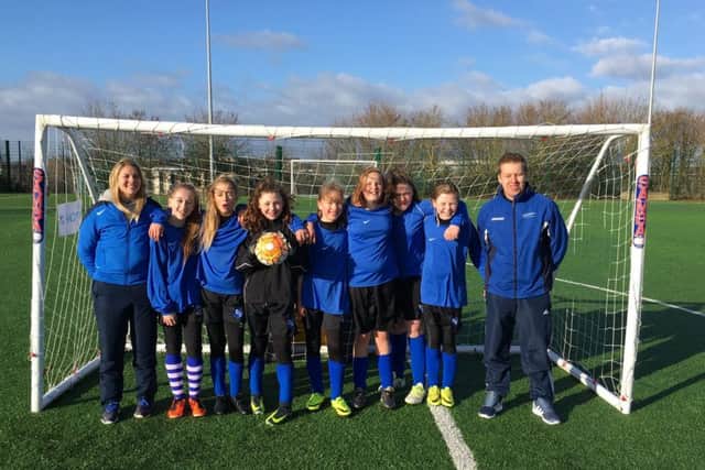 The Duston School girls football team