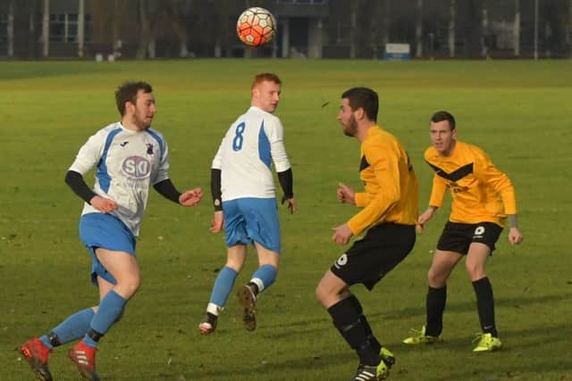 Action from Fotogold's 5-2 win over Irthlingborough Rangers in division three (Pictures: Dave Ikin)