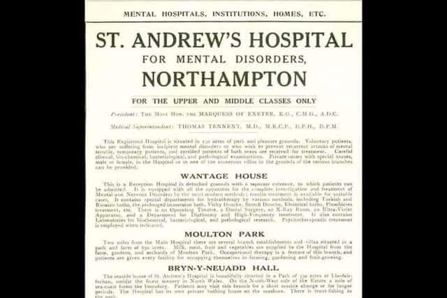 A vintage poster from the 19th century for St. Andrew's Hospital "for the upper and middle classes only."