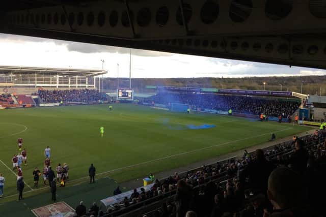 The match was abandoned at various points during the game after smoke bombs were let off by Coventry fans and some fans invaded the pitch