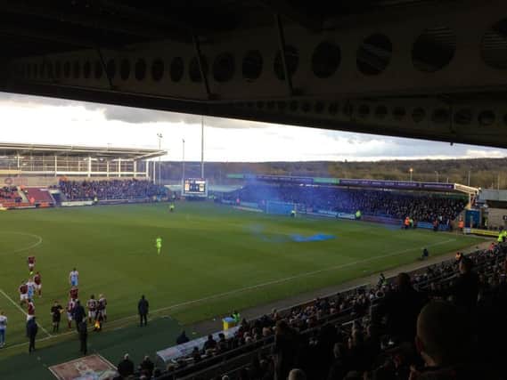 The match was abandoned at various points during the game after smoke bombs were let off by Coventry fans and some fans invaded the pitch