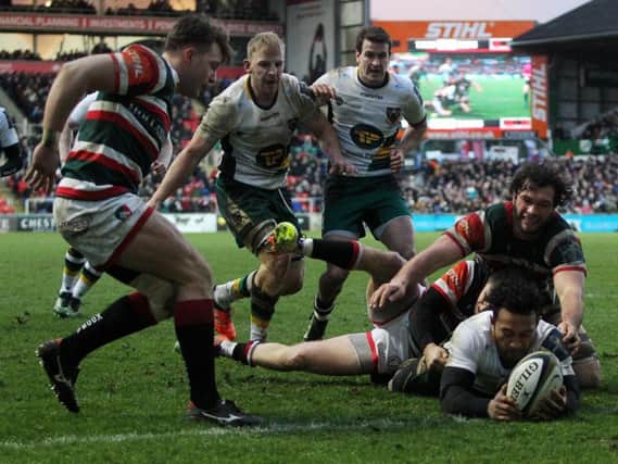 Nafi Tuitavake scored for Saints at Welford Road (pictures: Sharon Lucey)