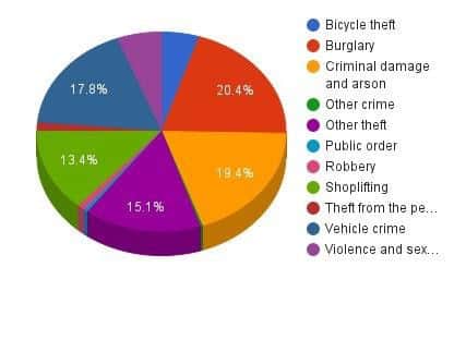 Chart shows the types of unsolved crimes in the peak month of August.