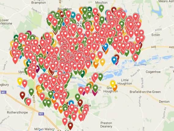 A crime map of Northampton compiled from the latest statistics in November, 2016.