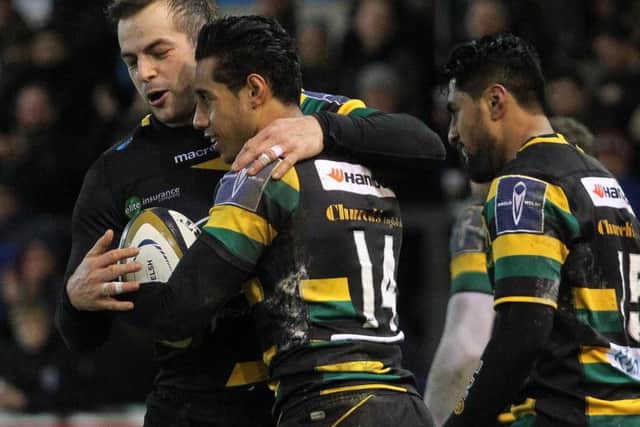 Stephen Myler was on hand to help Ken Pisi celebrate