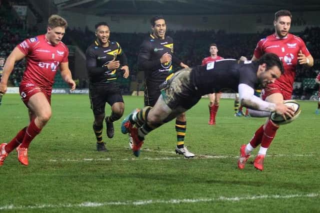 Ben Foden scored twice for Saints (pictures: Sharon Lucey)