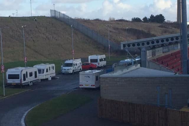 The travelers moved onto the site last night and were served notice by bailiffs this morning.