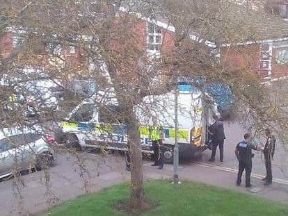 Police arrived at flats around 12:30pm after 'a sudden stink of weed up and down the street.'