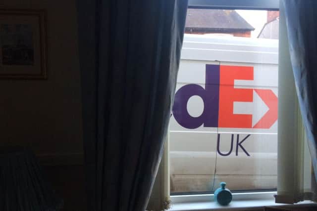 The view from the pensioner's window has been blocked by the van for over a month.