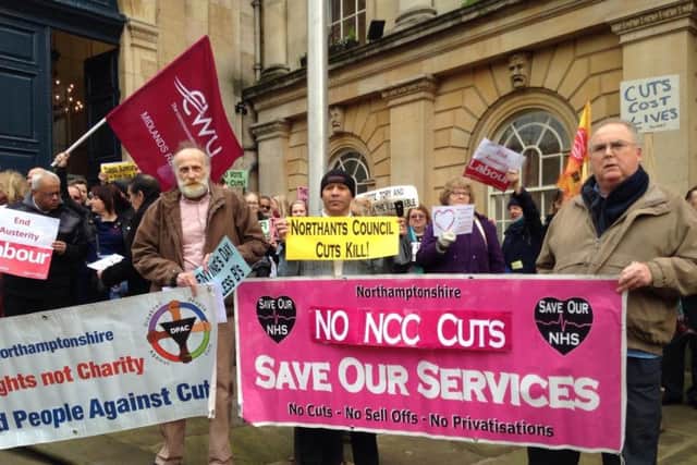 Protesters outside County Hall last week.