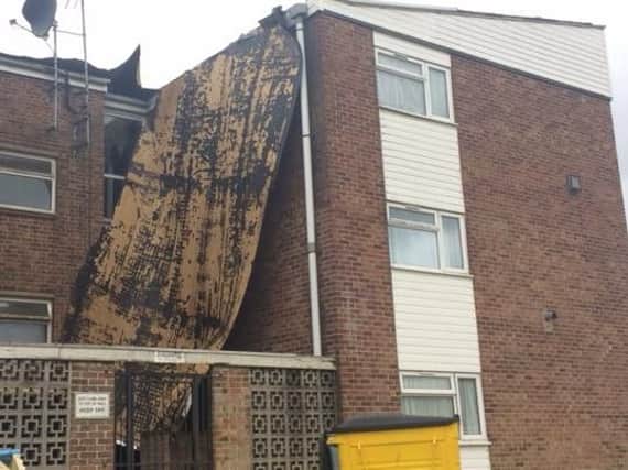 Storm Doris has caused structural damage to buildings across Northampton today.