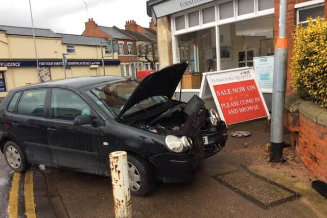 A crashed car in Abington Grove
