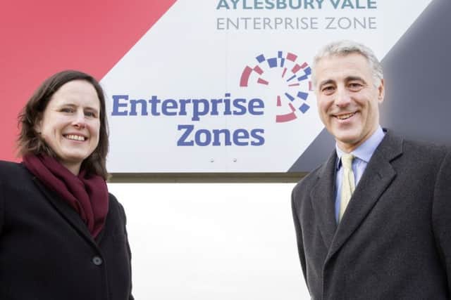 Silverstone Park commercial director Roz Bird with BTVLEP chief executive Richard Harrington.
