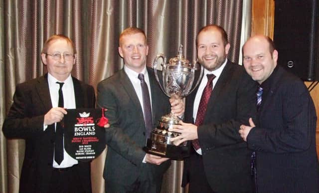 Northampton Express BCs Ian Bland, Rob White, Dominic Graham and Wayne Stanley with the National Fours Champions trophy