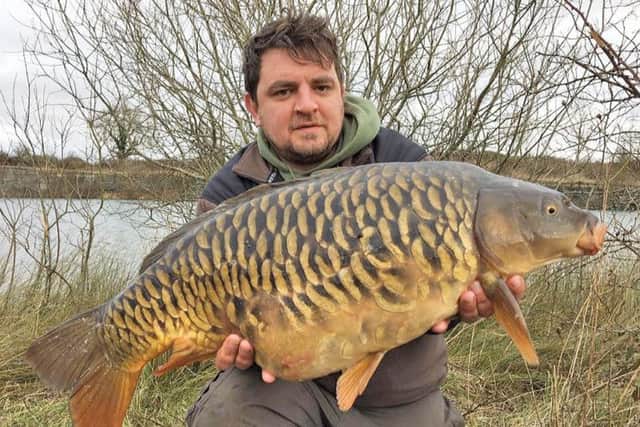 MATT Glover with 21-5 Bishops Bowl carp  a scale pattern some call A 'fully-scaled mirroR'