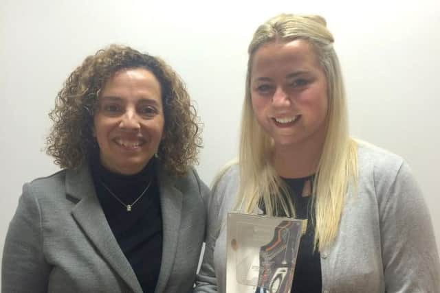 Jordan Gudgin with her award