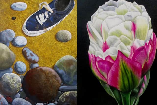 Two of the pieces being displayed in Rothwell