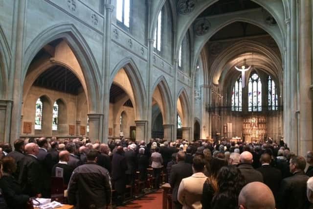 Pete's family, friends and customers filled St Michael's Church, in Kingsley, for his funeral.