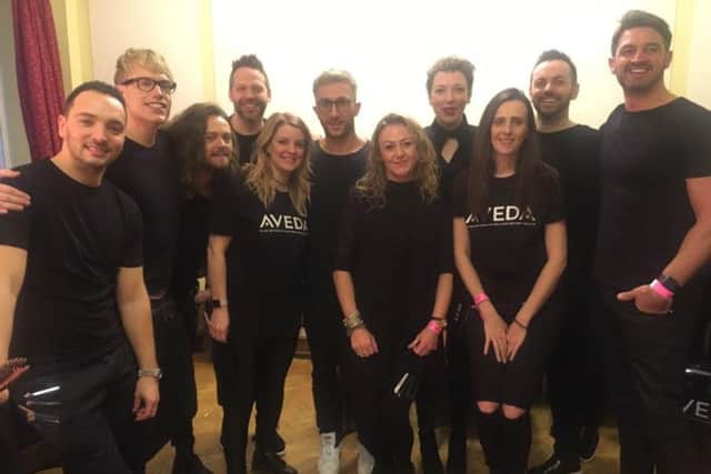 Johnny with the Aveda styling team from London Fashion Week
