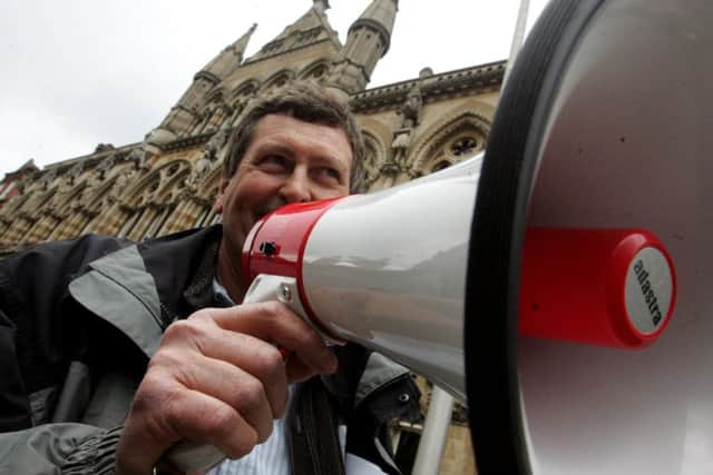 Gordon White at the National Union of Teachers Official Strike at the Guildhall, Northampton.