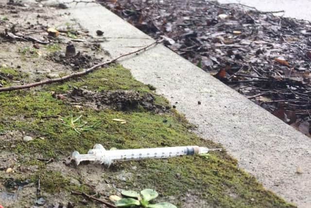 This used needle was reported by parents from Northampton International Academy.