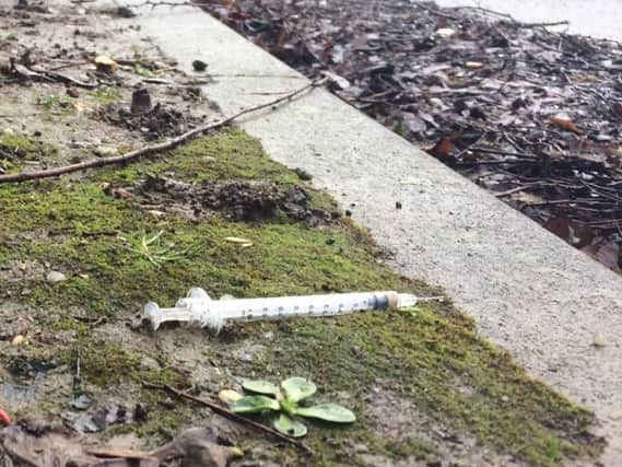 This used needle was reported by parents from Northampton International Academy.
