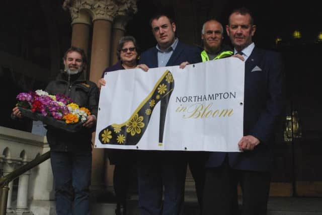 Pictured are members of the Northampton in Bloom committee: Robbie Speirs, Commercial Manager at Moulton College, Sue Ousley, Secretary to Head of Customer and Cultural Services at NBC, Councillor Mike Hallam, cabinet member for environment, Paul Manns, neighbourhood warden, and Councillor Tony Ansell, assistant cabinet member for environment
