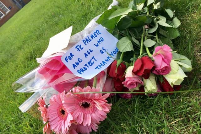 These flowers were left in tribute to PC Keith Palmer who was killed in a terror attack.