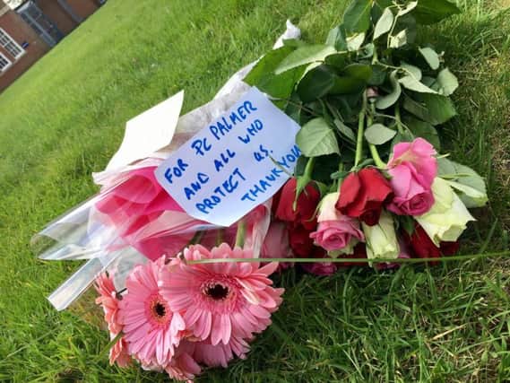 These flowers were left in tribute to PC Keith Palmer who was killed in a terror attack.