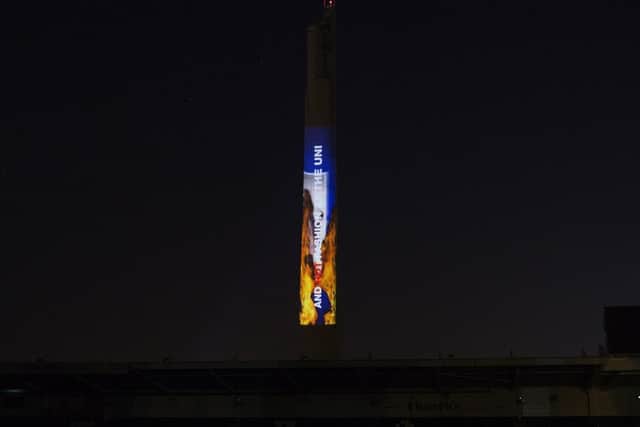 Fireworks and 3D projections lighting up the lift tower. NNL-170328-095508009