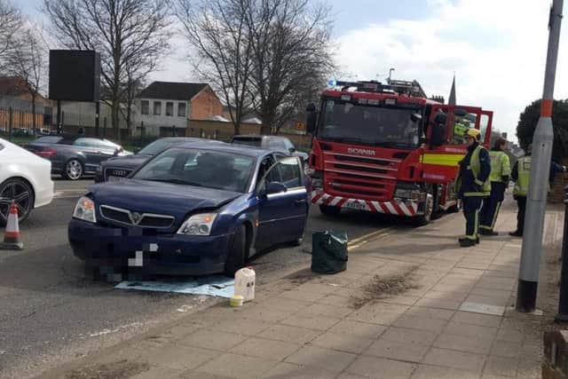 Two vehicles have been involved in a road traffic collision in Royal Terrace.