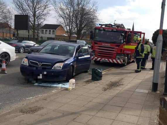 Two vehicles have been involved in a road traffic collision in Royal Terrace.