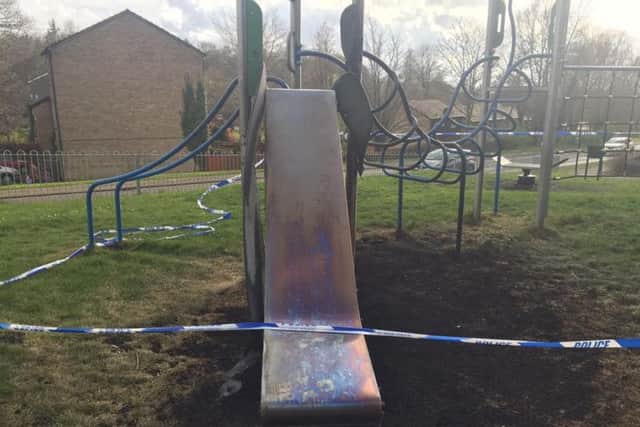 The play area in Goldings has been vandalised by yobs