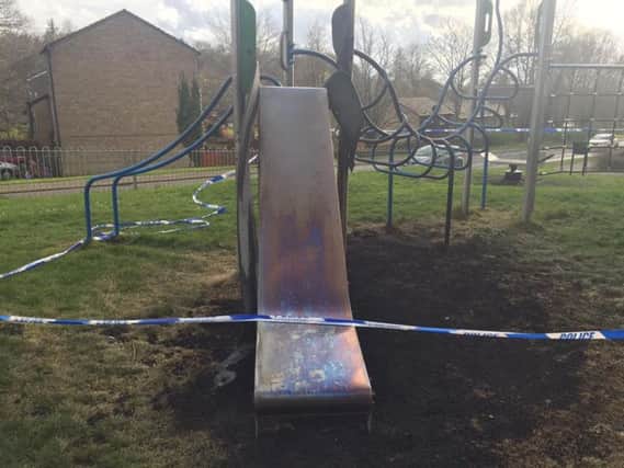 The play area in Goldings has been vandalised by yobs
