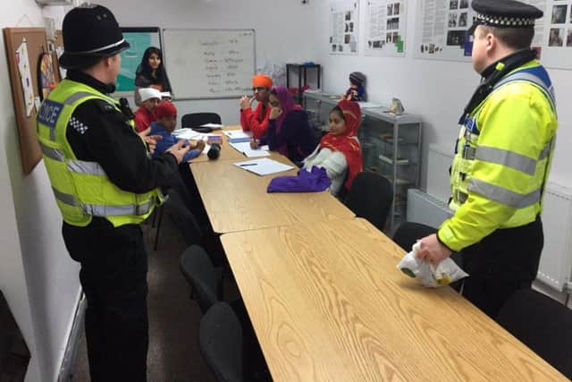 Police talk to members of the Sikh community in Northampton this week.