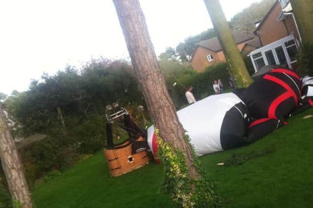 The hot air balloon following the crash land