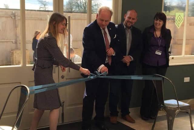 Rachael Boyd, Director of the Delapr Abbey Preservation Trust and councillor Johnathon Nunn officially opened the Conservatory Cafe.