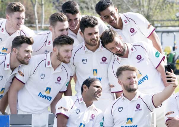 BACK WITH THE LADS - Ben Duckett (bottom right) pictured at the Northants pre-season media day on Wednesday (Picture: Kirsty Edmonds)