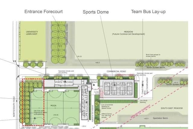 The sports dome will sit alongside the outdoor pitches that are already under construction.