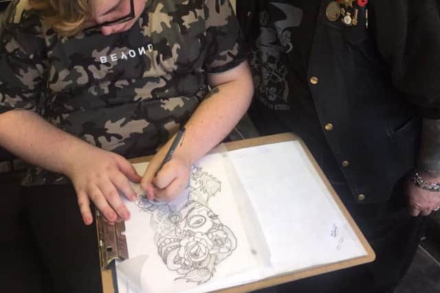 Tattooist, Stuart Rolls will be delivering master classes to students, with his son, Thomas, who is a Level 1 art and design student at Northampton College.