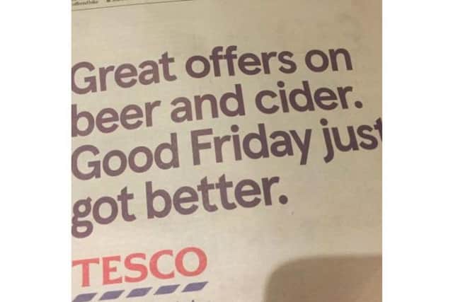 Reverend Coles said the Tesco advert was 'not thought through'.
