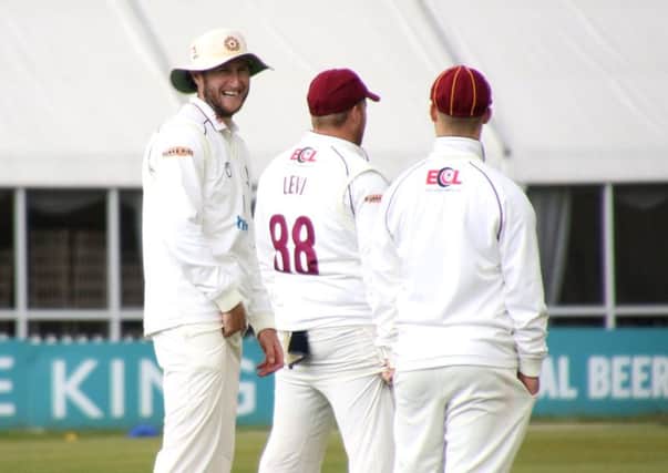 Northants skipper Alex Wakely could afford a smile after an even day in Derby. Pictures by Peter Short