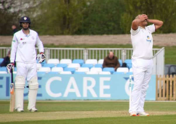 Rory Kleinveldt and Northants could not claim the wickets they wanted on day three at Derbyshire (picture: Peter Short)