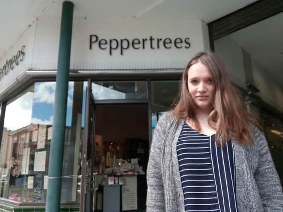 Megan Eyles outside Peppertrees in the Ridings Arcade.