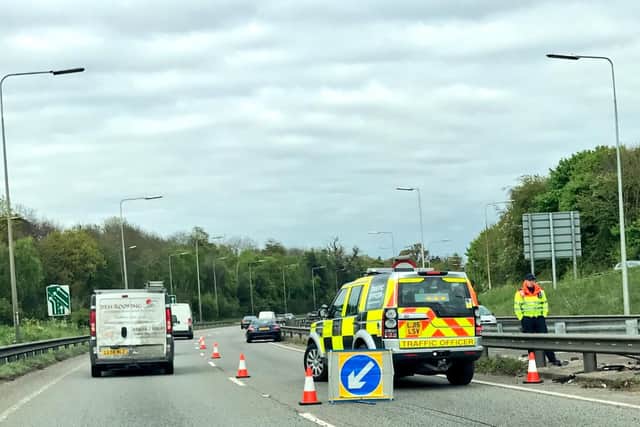 An incident on the A45 has closed two lanes. Picture courtesy of NNWeather.