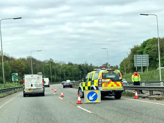An incident on the A45 has closed two lanes. Picture courtesy of NNWeather.