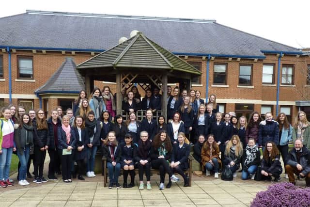 The students and staff from both schools