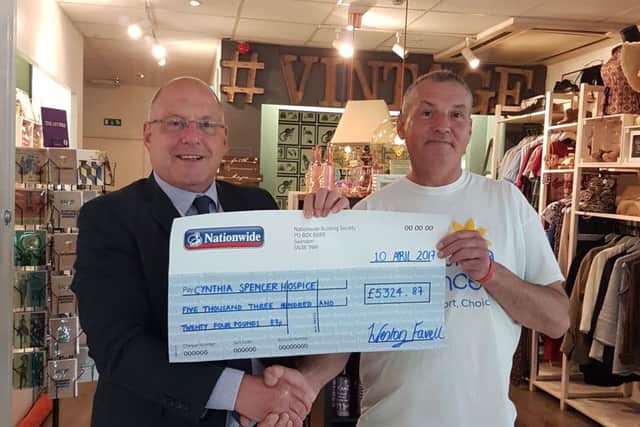 Over £5,000 was presented to Cynthia Spencer Hospice from the fundraising efforts by the Weston Favell shopping centre